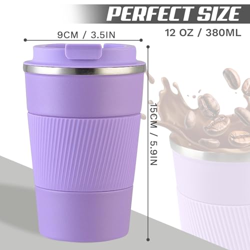 Image of Vacuum Insulated Stainless Steel Travel Coffee Mug,Leak Proof Cup with Lid | 304 stainless steel mug with vacuum insulation, leak proof lid, silicone grip and car cup holder friendly design