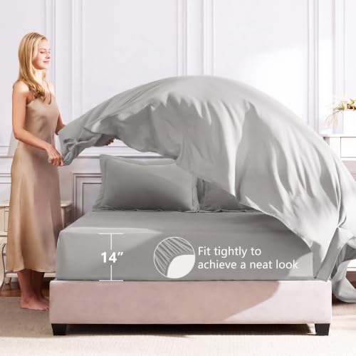 Image of CozyLux Super King Plus Comforter Set French Grey, 7 Pieces Bed in a Bag Comforter Set with Sheets, All Season Bedding Set with Down Alternative Comforter, Sheets, Pillowcases & Shams