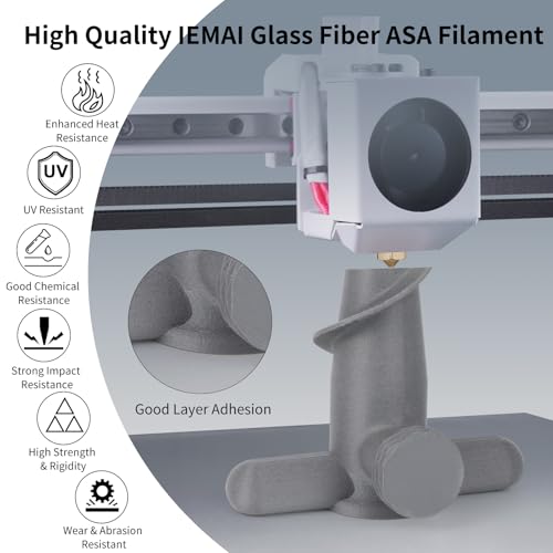 Image of IEMAI Glass Fiber ASA Filament 1.75mm Matte Gray 1kg, ASA-GF 3D Printer Filament with UV & Weather Resistant, Dimensional Stability & Low Warpage for Outdoor Functional Parts