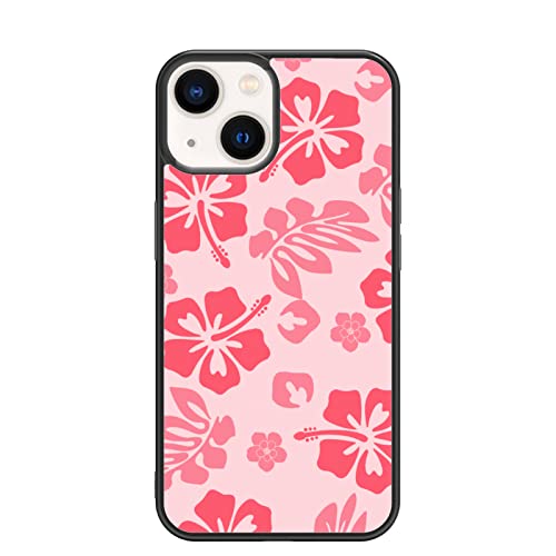 Coque iPhone 13 motif floral rouge hibiscus en silicone antichoc