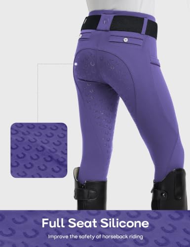 Image of FitsT4 Sports Girls Horse Riding Pants Full Seat Equestrian Pants Pockets