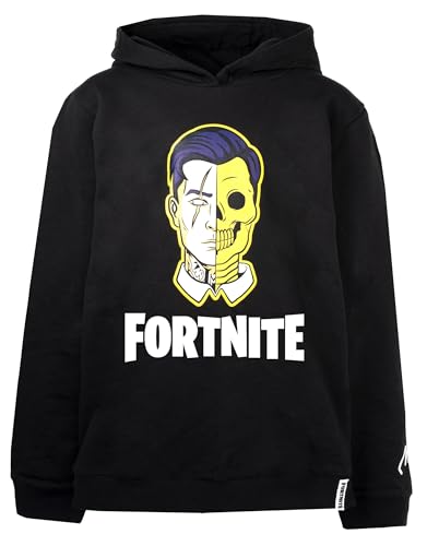 Fortnite - Boys Hoodie - Black Sweatshirt Skull Trooper Motif - 100% Cotton Hoodie - Official Merchandise - 13 Years
