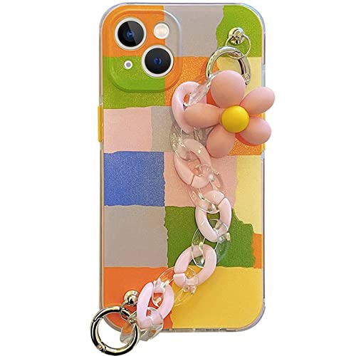 Coque grille iPhone 13 Pro Max avec bracelet chaine de perles