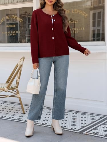 Image of Saodimallsu Womens Cardigan Sweaters Button Down Long Sleeve Knit Outerwear 2025 Trendy Fashion Open Front Outfits