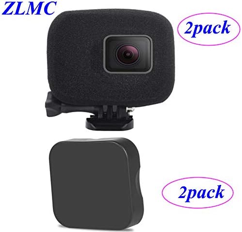 ZLMC Windslayer Foam Windscreen Case Compatible for GoPro Hero 5 6 7 Black Camera Windshield Wind Cover for Hero6 Hero5 Hero7 Audio Recording & Protective Lens Caps Cover [2pack]
