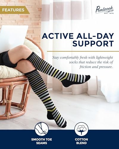 Pembrook Light Compression Socks for Women - 6 Pairs | 8-15 mmHg Cotton Compression Socks Women | Circulation Support4