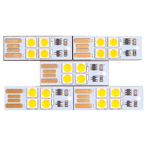 VOANZO 5pcs USB Mini LED Lights 6 Keychain Lights Lamp with Smart Touch Electrodeless Dimming Switch for Emergency Security Lighting Home( Warm)
