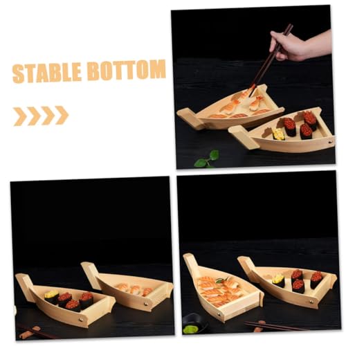 Plato para sushi estilo barco de madera reutilizable miniatura 3