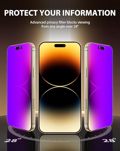 Image of PDDKISS Compatible for iPhone 14 Pro Max Privacy Screen Protector Tempered Glass 6.7 inch Display, Gradient Colorful Anti Spy Light HD Easy Installation