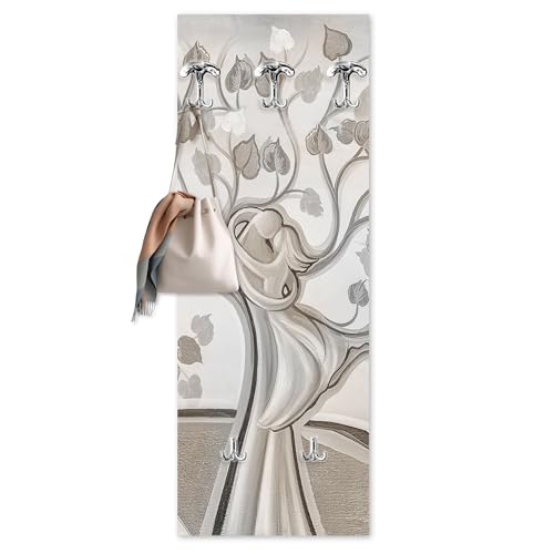 Lupia - Appendiabiti da Parete, Tema Famiglia e Amore, Albero Abbraccio 46x125 cm, Salvaspazio, Alta Definizione, 5 Ganci Inclusi, Facile Montaggio, Realizzato in Italia, Design, Legno