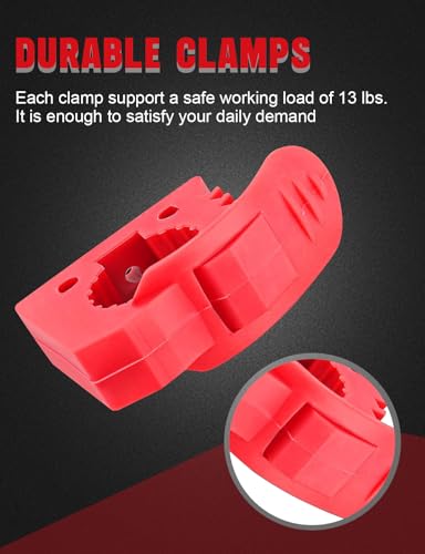Image of 7 PCS Quick-release Shovel Holder Clamp Mount Bracket Red | for 1-1 /7 to 1-3 /7 Inch Diameter Tools, Rubber Material, Fit Off-road Vehicles, UTV, ATV, Truck Trailer, RV