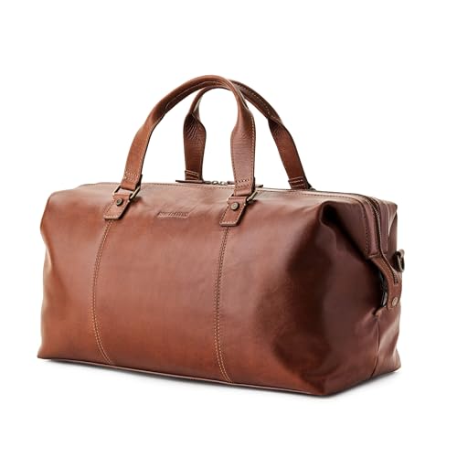DRAKENSBERG Leder Reisetasche 'Enzo' für Damen und Herren mit 15 Laptopfach, luxuriöser Weekender, Premium Handarbeit, 35L - Kastanien-Braun, DR00504