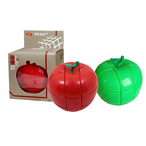 Ting-W 2-Packed Cube Set, 3x3x3 Stickerless Red&Green Apple Magic Cube Fruit Shaped Puzzles