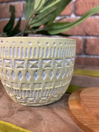 Paddywax Scented Candles Desert-Inspired Sonora Range Candle in Reusable Etched Concrete Pot with Wooden Lid, 85g, Fresh Meyer Lemon - Image 3