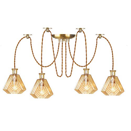 Lustre moderne pour îlot de cuisine et salon suspension réglable dorée