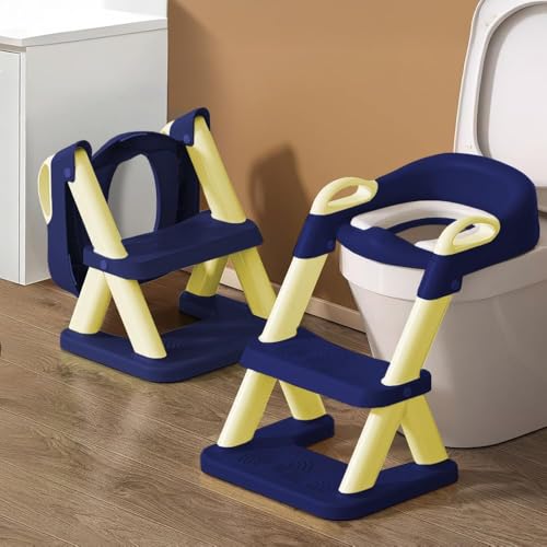 Image of StarAndDaisy Baby Potty Training Seat for Kids 1-3 Years | Toilet Seat for Kids with Height Adjustable & Removable Soft Cushion, Fits All Western Toilets seat (Blue Yellow)