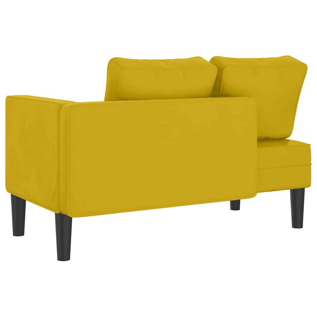 Szezlong z poszewką na poduszkę, żółta, aksamitna, 116,5 x 62 x 57,5 cm, ergonomiczne siedzisko z bardzo elastyczną pianką, w zestawie poduszka lędźwiowa do salonu, biura relaksu