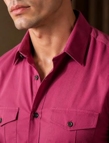 Image of Men's Double Flap Pocket | Regular Fit | Solid Spread Collar | Versatile Everyday Office Wear Comfortable |Stylish Design | Shirt