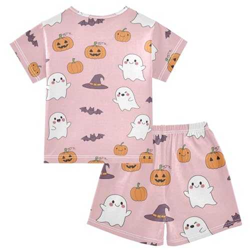 Pajama Short Sets Halloween Themed Cute Pattern Soft Cotton Summer Sleepwear 2 Piece PJS Size 5-14T2