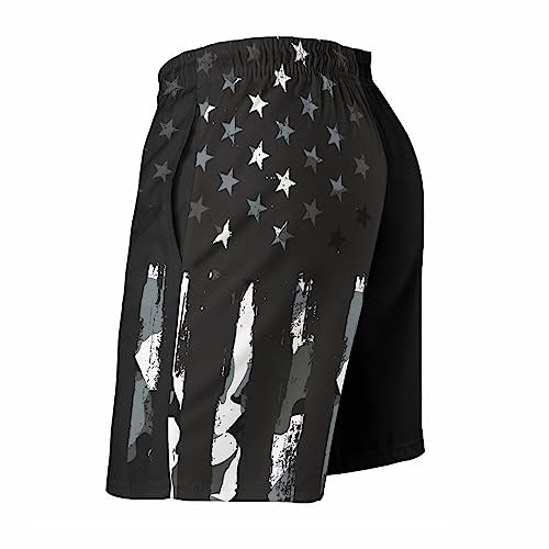 Mens Swim Trunks, Vintage Camo Distressed Black American Flag Camouflage USA Flag Beach Shorts Perfect Lining Swimwear Drawstring Beach Bathing Suits Pant with Pockets Mesh Lining XL3