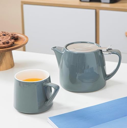 Vellichor Beach 10078983 Premium Grey Porcelain Teapot With Removable Stainless Steel Infuser - Large 550Ml Capacity - Easy Brewing And Stylish Serving - Dishwasher Safe thumb #3