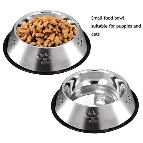 2 Stück Edelstahl Napf Katze, rutschfeste Haustier Schüssel/Futternapf (XS-15 cm)