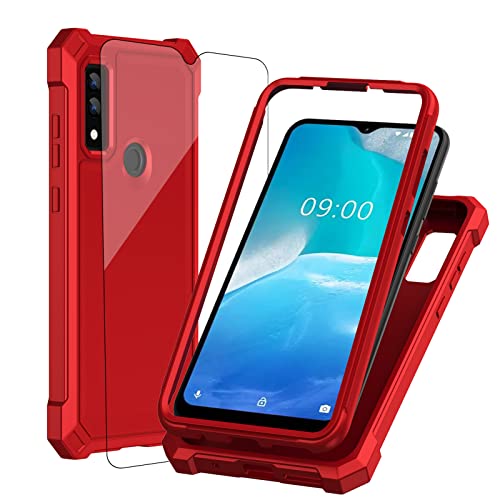 Ailiber for AT&T Maestro 3 Phone Case, ATT Prepaid Maestro 3 4G LTE(U626AA) Case with Screen Protector, Dual Layer Protection, Shockproof Corners TPU Bumper, Military Grade Cover for ATT Maestro 3-Red