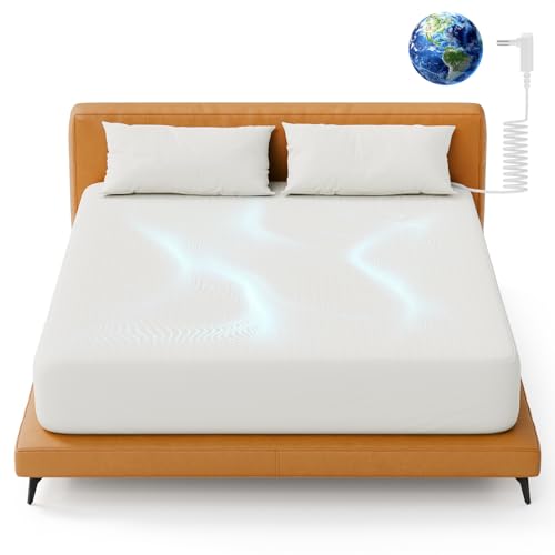 Grounding Fitted Sheets Queen Size, Grounding Sheets Queen with 10% Silver Fiber, 15'' Deep Pocket Grounded Fitted Bed Sheets for Better Sleep & Wellness, 60"x80"x15", White