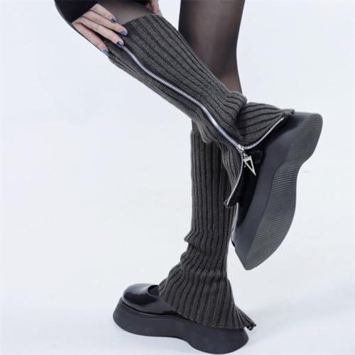 Image of Leg Warmer Personalized Warmth Zipper Knitted Leg Socks Y2K Cool Spicy Girls' Calf Cover