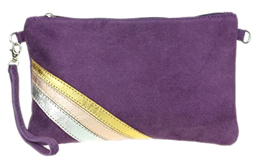Pochette italienne femme rayée en cuir véritable chic par Girly Handbags