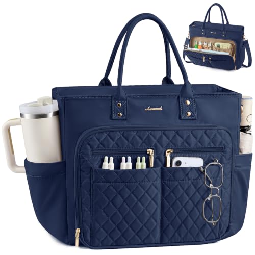 Image of LOVEVOOK Tote Bag for Women, Teacher Nurse Work Laptop Bag, Quilted Bible Computer Shoulder Bag for Business Travel College