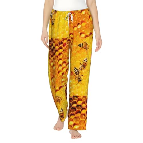 Pantalon de pyjama en flanelle nid d'abeille contre le froid nocturne avec poches