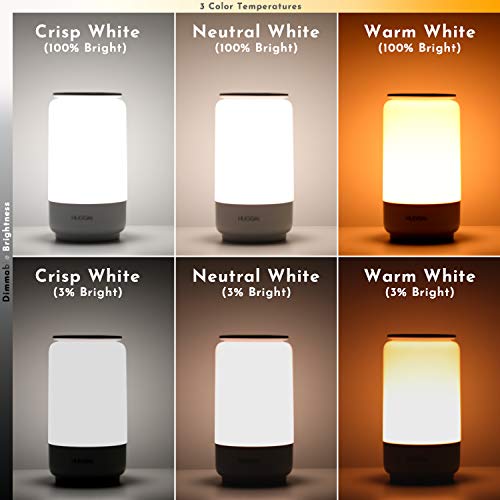 Hugoai Led Table Lamp, Bedside Lamp, Nightstand Lamps For Bedrooms With Dimmable Whites, Vibrant Rgb Colors And Memory Function, No Flicker, Grey #TOP1