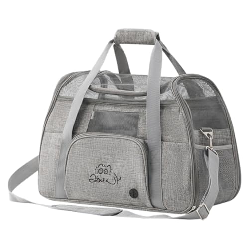 GEGEBOMTXO 猫キャリー ショルダーバッグ ペット バックパック ペットバッグ ハンドヘルド 猫用 犬用 ペット用品 折りたたみ 通気 軽量 持ち運び便利 飛び出し防止 広々空間 小型犬 中型犬 小動物に適しています 防災 通院 避難用 (52*2