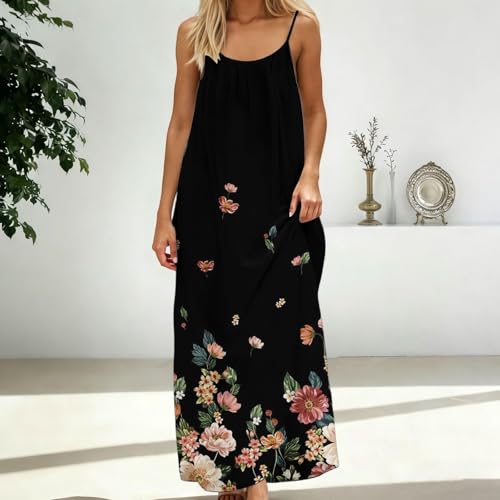 Image of HTHLVMD Backless Cami Dress Summer Dresses for Women 2026 Spaghetti Strap Dresses Womens Solid Color Backless Cami Dress