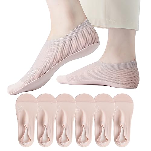 Image of Ultra Thin Liner Socks Non Slip Nylon No Show Socks Womens Lightweight Breathable 3 & 4 & 6 Pair Packs