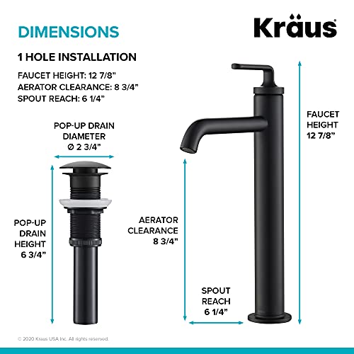 Kraus Novis Single Handle Vessel Sink Bathroom Faucet With Pop-Up Drain In Spot Free Stainless Steel, Kvf-1220Sfs #TOP7
