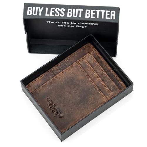 Image of BERLINER BAGS Slim Leather Front Pocket Wallet Men Karl, Gift Box - Brown