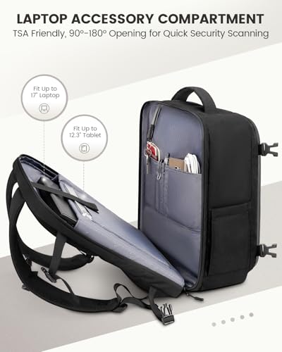 Image of MATEIN Travel Backpack with Shoe Compartment for Men, 17 Inch Underseat Laptop Bag for Women with Wet Dry Pocket, 40L Water Resistant Backpack for Business Luggage, Black