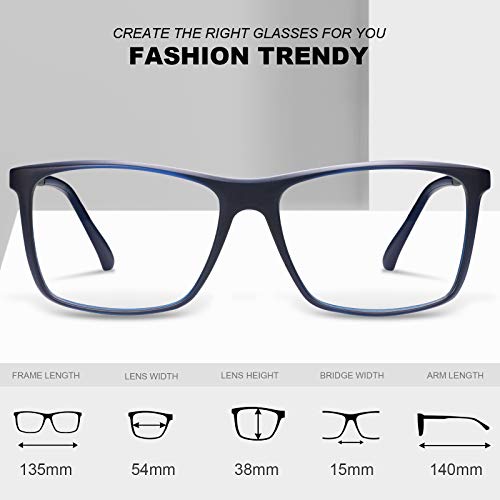 Image of CARFIA Mens Blue Light Glasses Anti Blue Ray Lightweight Rectangular Computer Reading Gaming TV Phones Glasses CA6207