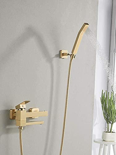 Mitigeur de baignoire cascade en laiton doré design luxe pour salle de bain moderne