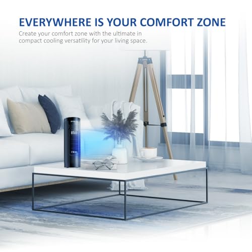 Image of NETTA 14 inch Mini Tower Fan with Oscillating Function - 3 Speed Levels, Quiet Operation, 65 Oscillation - 1.2kg Lightweight Compact Cooler Desk Fan for Home, Office and