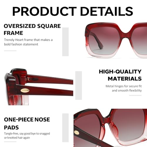 Chicid Oversized Sunglasses for Women, Polarized Trendy Square Sun Glasses UV400 Protection Classic Big Frame Shades4