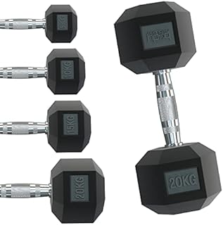Body Revolution Dumbbell Set - Home Gym Hex Dumbbells Weights Set, Rubber Encased Cast Iron Weights for Men and Women, Professional Strength Training Equipment. Range from 1kg - 40kg