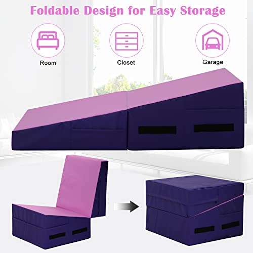 Cl.store Incline Gymnastics Mat 48 X24 Inch Foldding Exercise Mat,Gymnastic Tumbling Mat W/ #TOP5