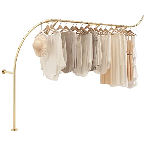 HIYOUGO Perchero de pared resistente estable, barra de metal para ropa, soporte de ropa, soporte creativo en forma de S, soporte para armario, tiendas (color : oro, tamaño: 250 cm) Cover