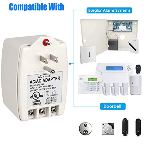16.5V 40Va Burglar Alarm Systems And Doorbell Transformer,16.5V Plug In Transformer Compatible With All Versions Of Doorbell ，Most Security Panels #TOP1