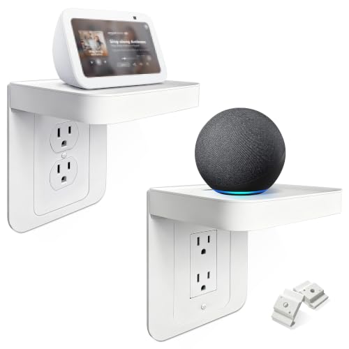 ALLICAVER Outlet Shelf Bathroom Wall Holder with Built-in Cable Management Wall Organizer for Smart Home Decor Space Saving Electric Toothbrush Use as Echo Holder (Vertical Decora&Duplex 2 Pack)