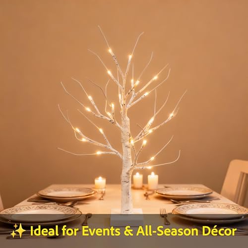 Árboles de Navidad de abedul con 24 LED a pilas para centro de mesa 7