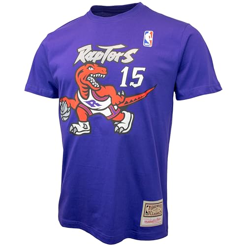 Mitchell & Ness NBA Name & Number T-Shirt - Toronto Raptors, Vince Carter, Größe S, Lila, 100% Baumwolle, Herren, Frauen, Kinder, Unisex, Frühling, Sommer, Herbst, Winter